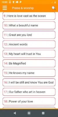 Songs for praise and worship android App screenshot 2